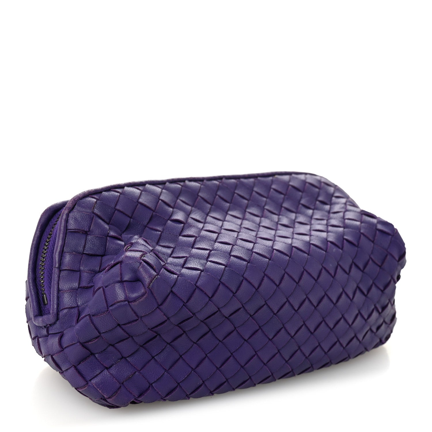 Nappa Intrecciato Cosmetic Wristlet Purple