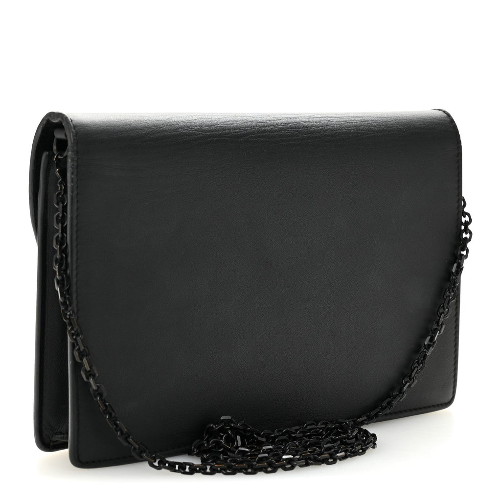 Ultra Matte Calfskin Saddle Chain Pouch Black