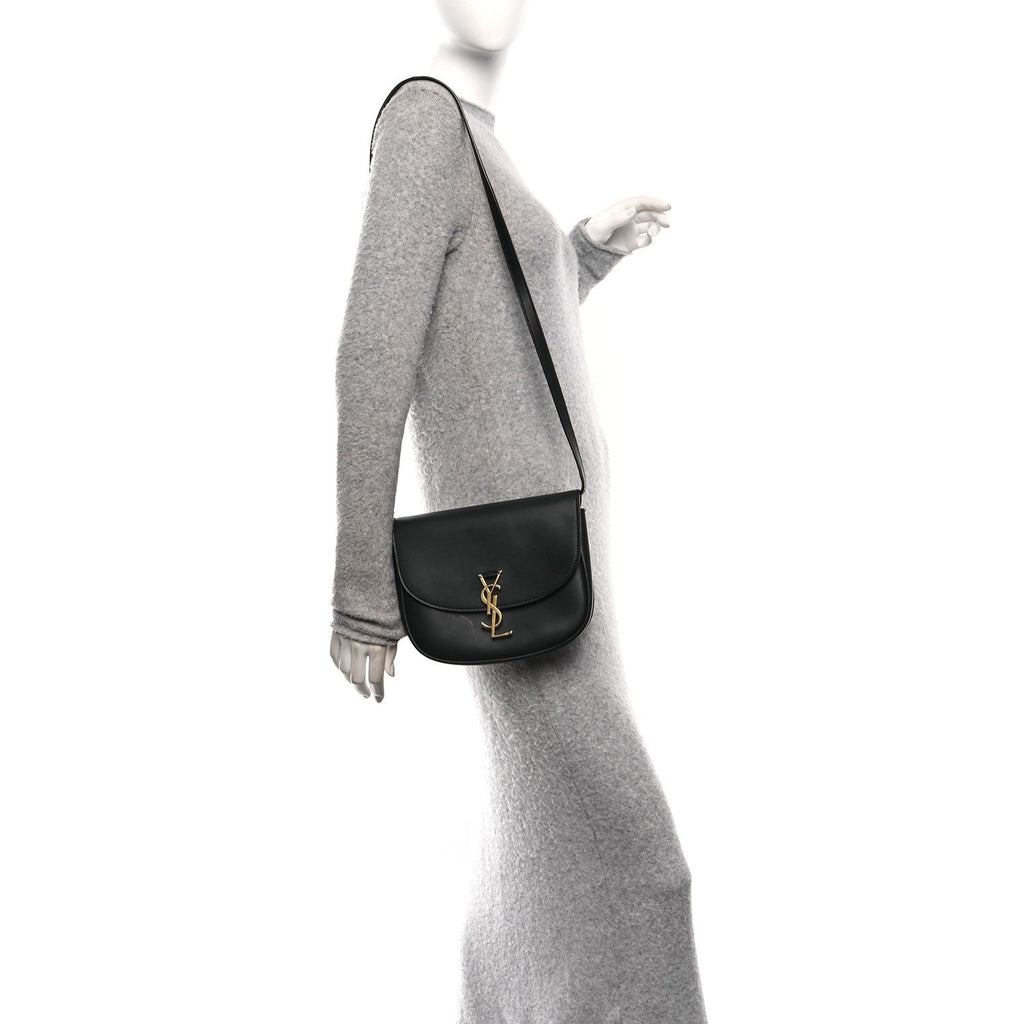 Smooth Calfskin Monogram Medium Kaia Satchel Black