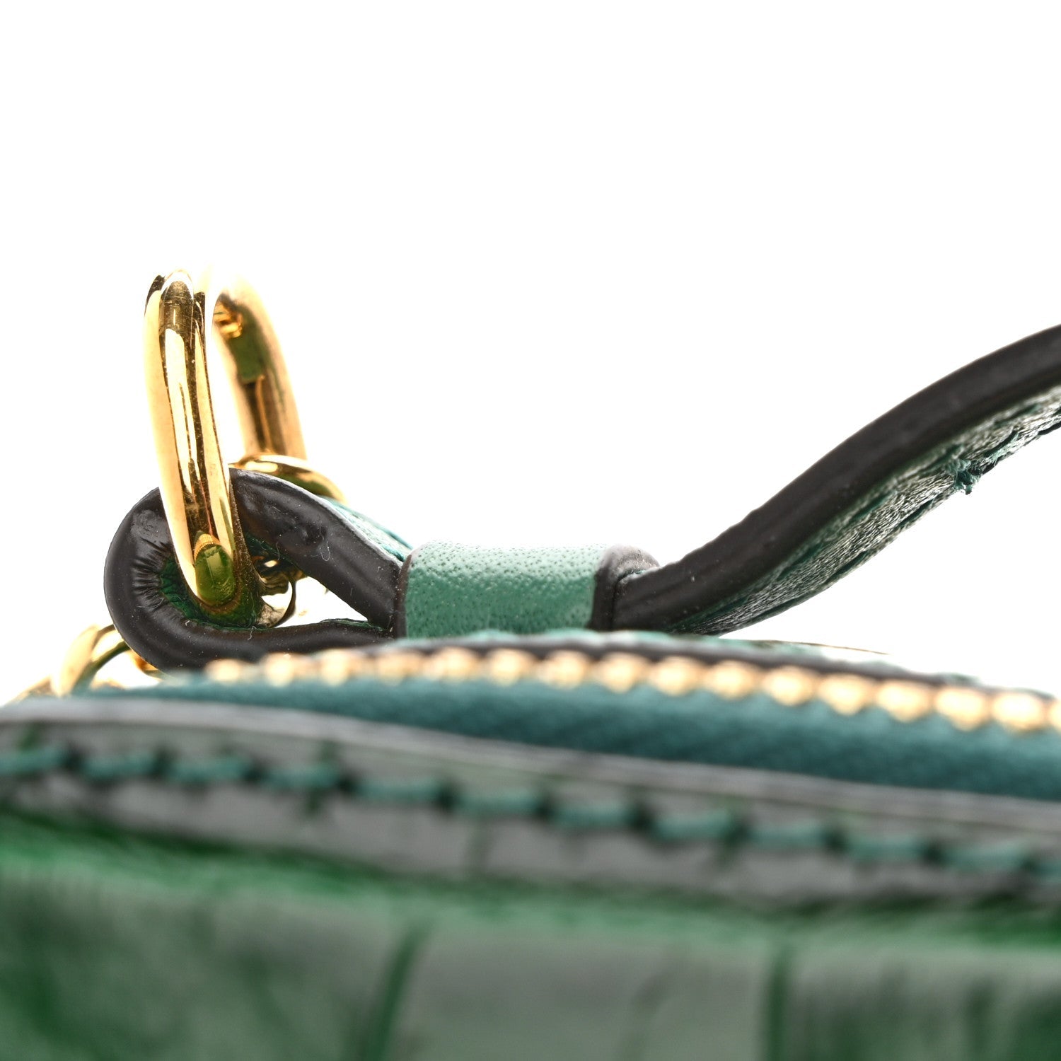 Calfskin Crocodile Embossed Mini C Vanity Bag Woodsy Green