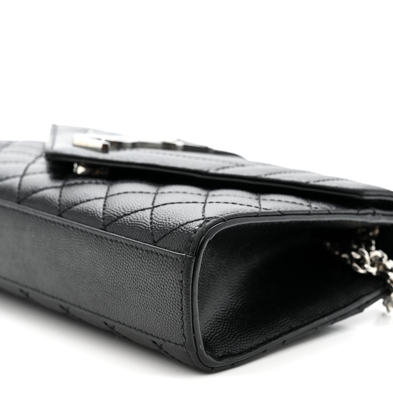 Grain De Poudre Textured Mixed Matelasse Triquilt Small Monogram Satchel Black