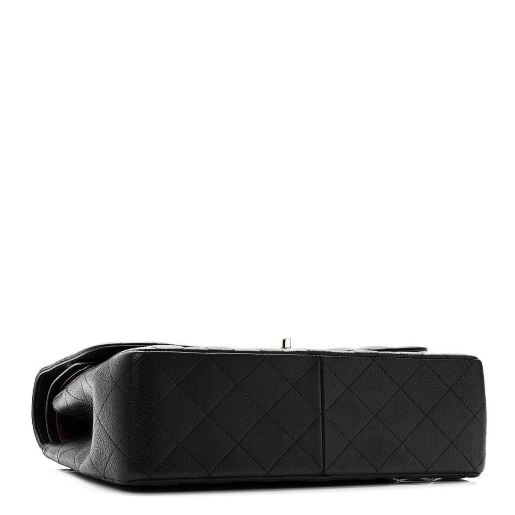 Caviar Quilted Jumbo Double Flap Black