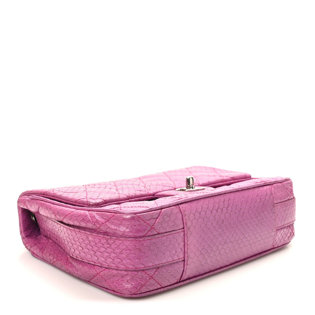 Elaphe Snakeskin Quilted Medium Easy Carry Flap Purple