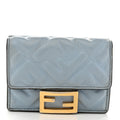 Nappa Matisse FF Diagonal Embossed Micro Tri-Fold Wallet Azzurro Polvere