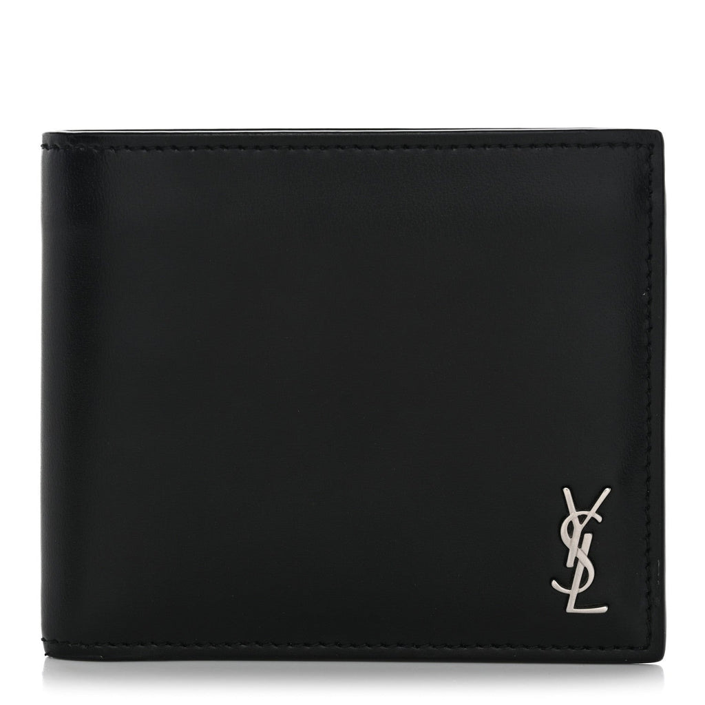 Matte Calfskin Tiny Cassandre East West Wallet Black
