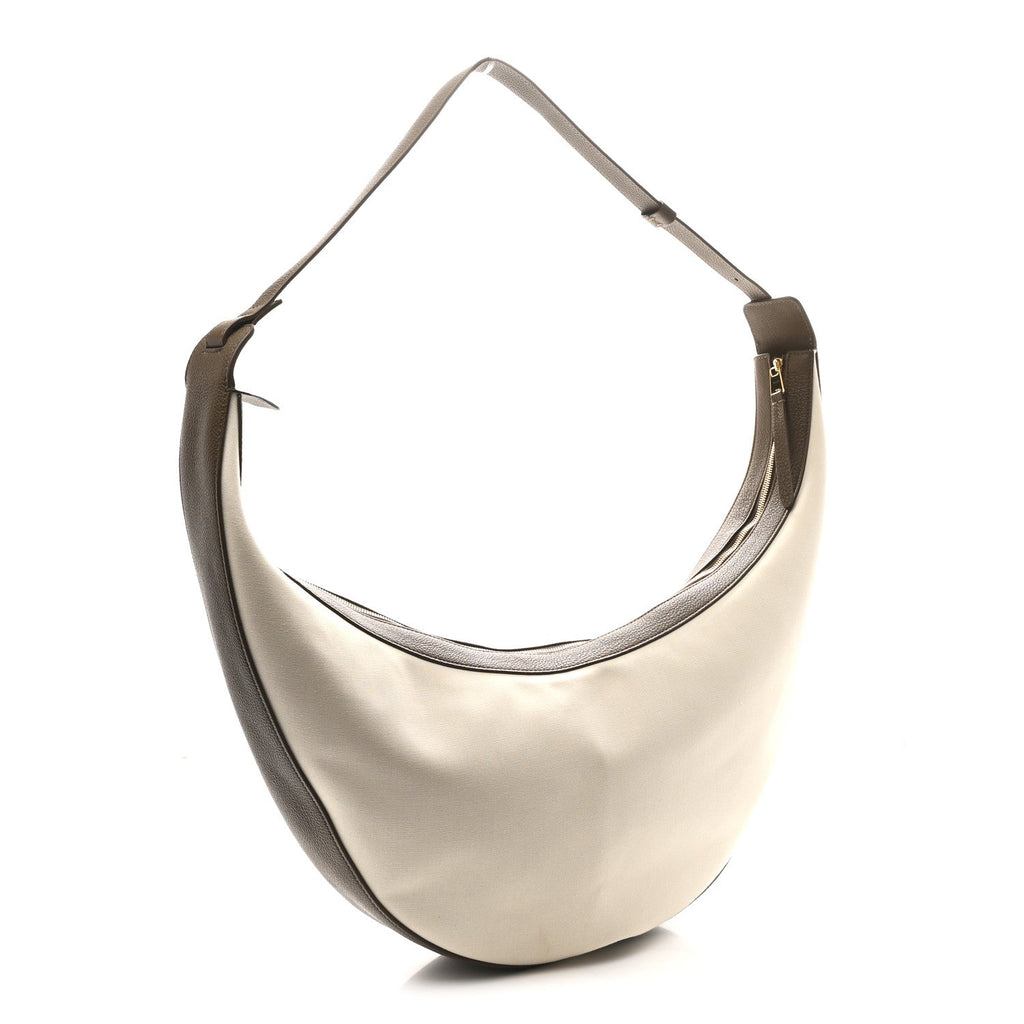 Canvas Calfskin August Hobo Cream