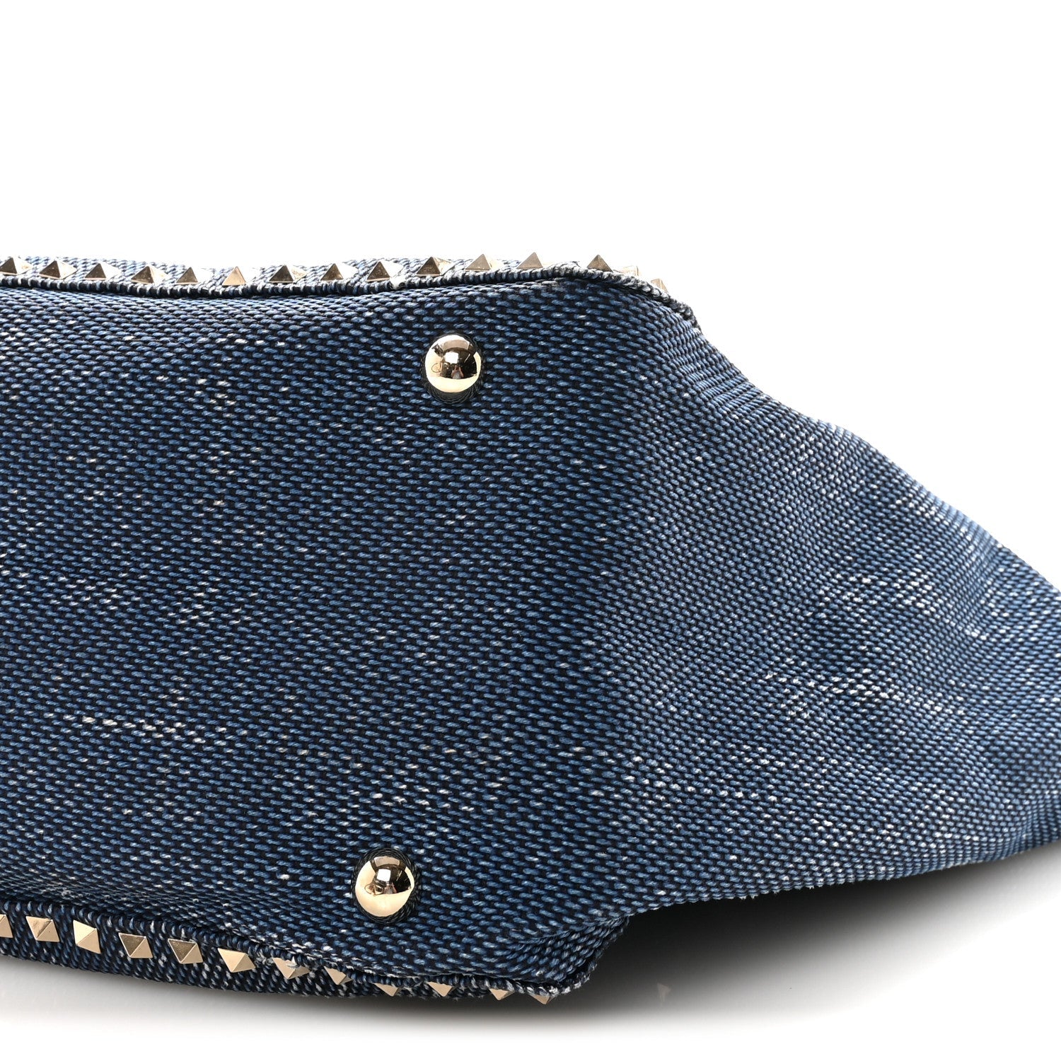 Denim Large Rockstud Tote Blue Brown