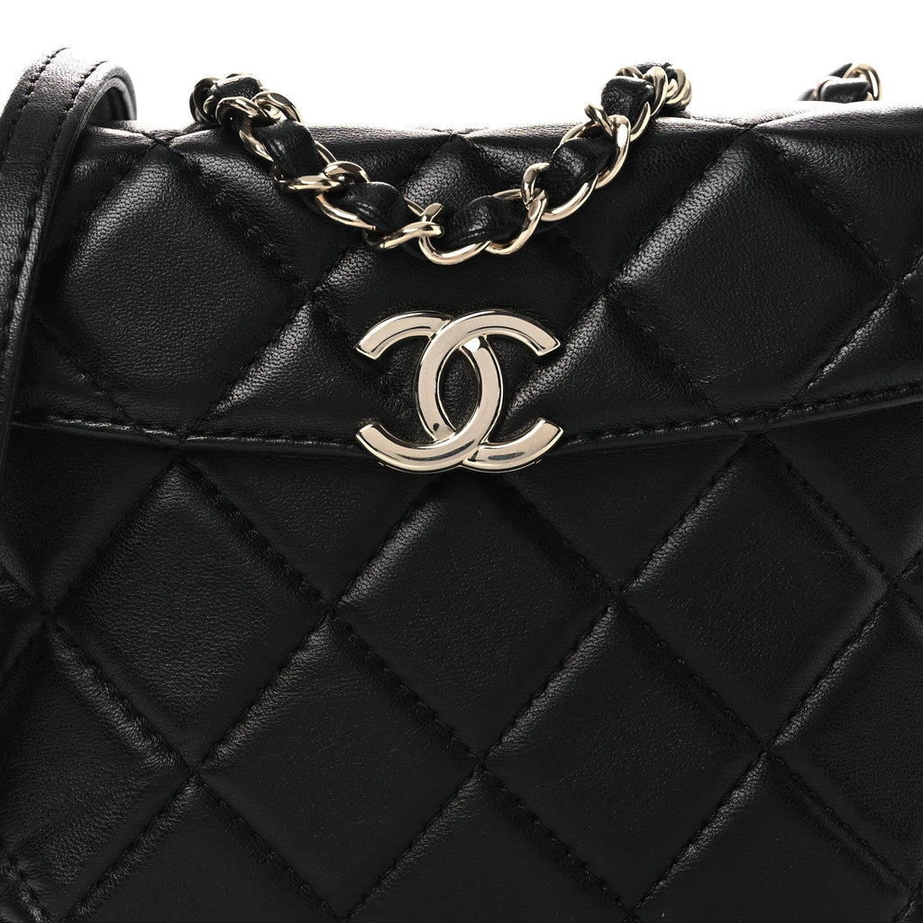 Lambskin Quilted Small Box Bag Black