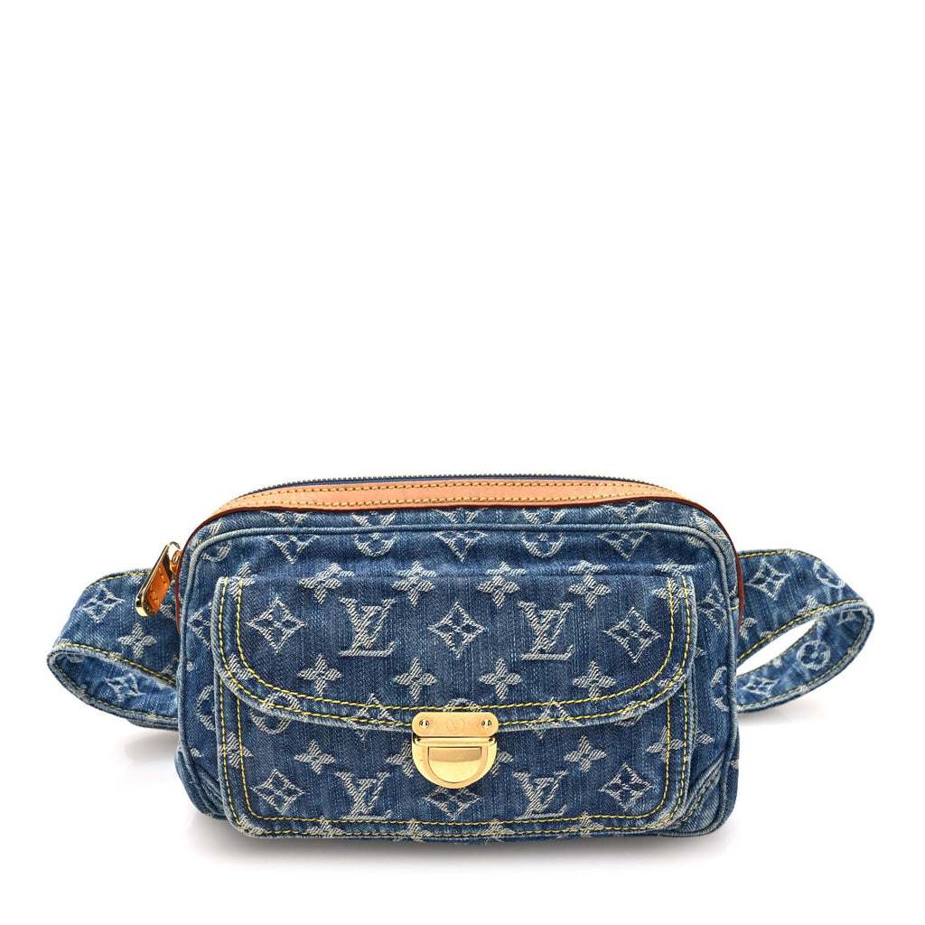 Monogram Denim Bum Bag Blue