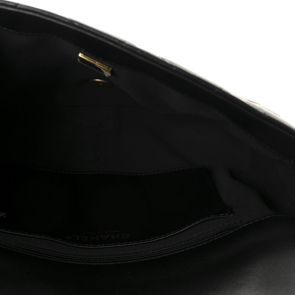 Lambskin Quilted Large CC Funky Town Flap Black