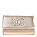 Metallic Caviar Quilted CC Flap  Holder Copper