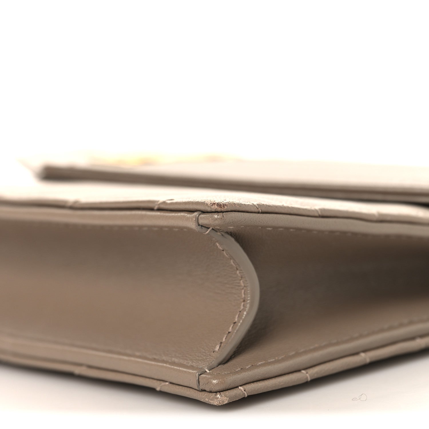 Lambskin Matelasse Chevron Monogram Envelope Chain Wallet Dusty Grey