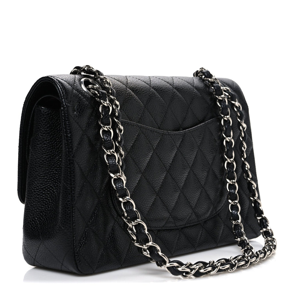 Caviar Quilted Medium Double Flap Black