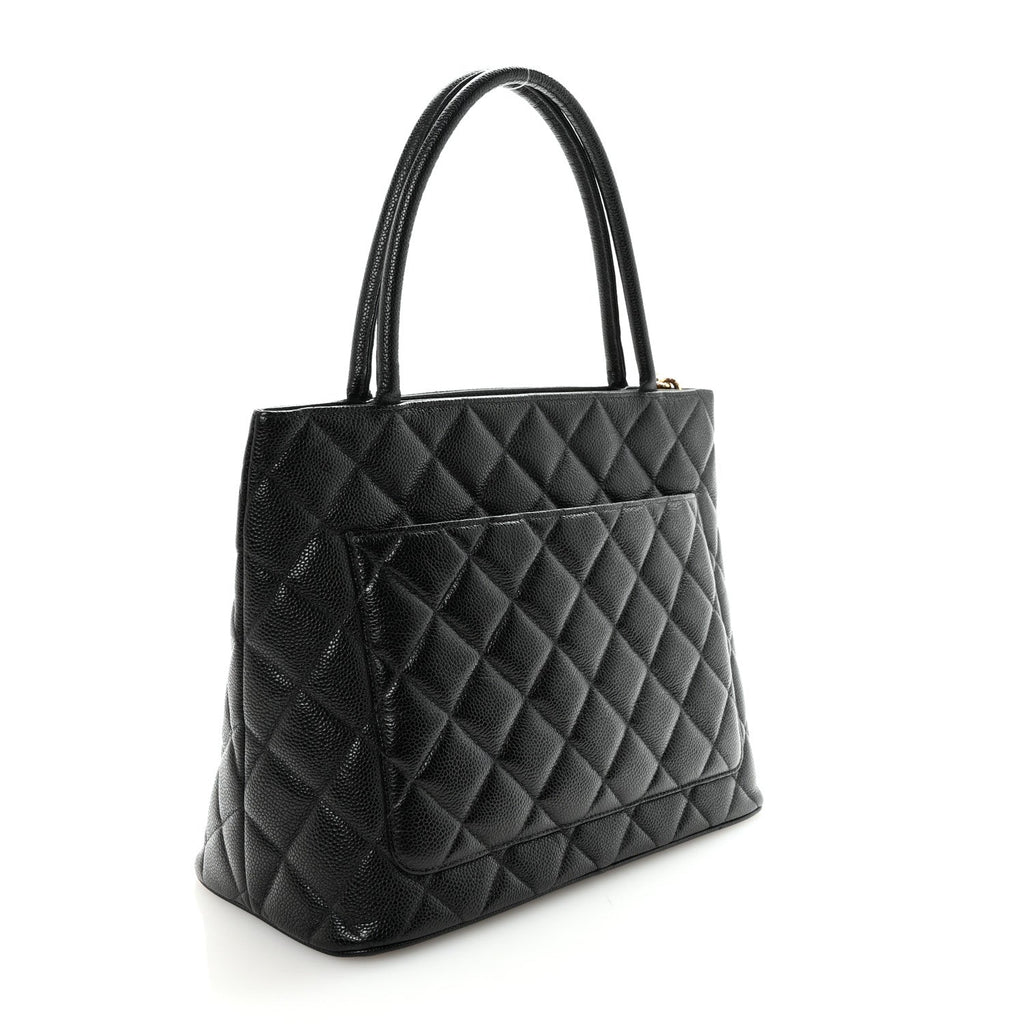 Caviar Quilted Medallion Tote Black