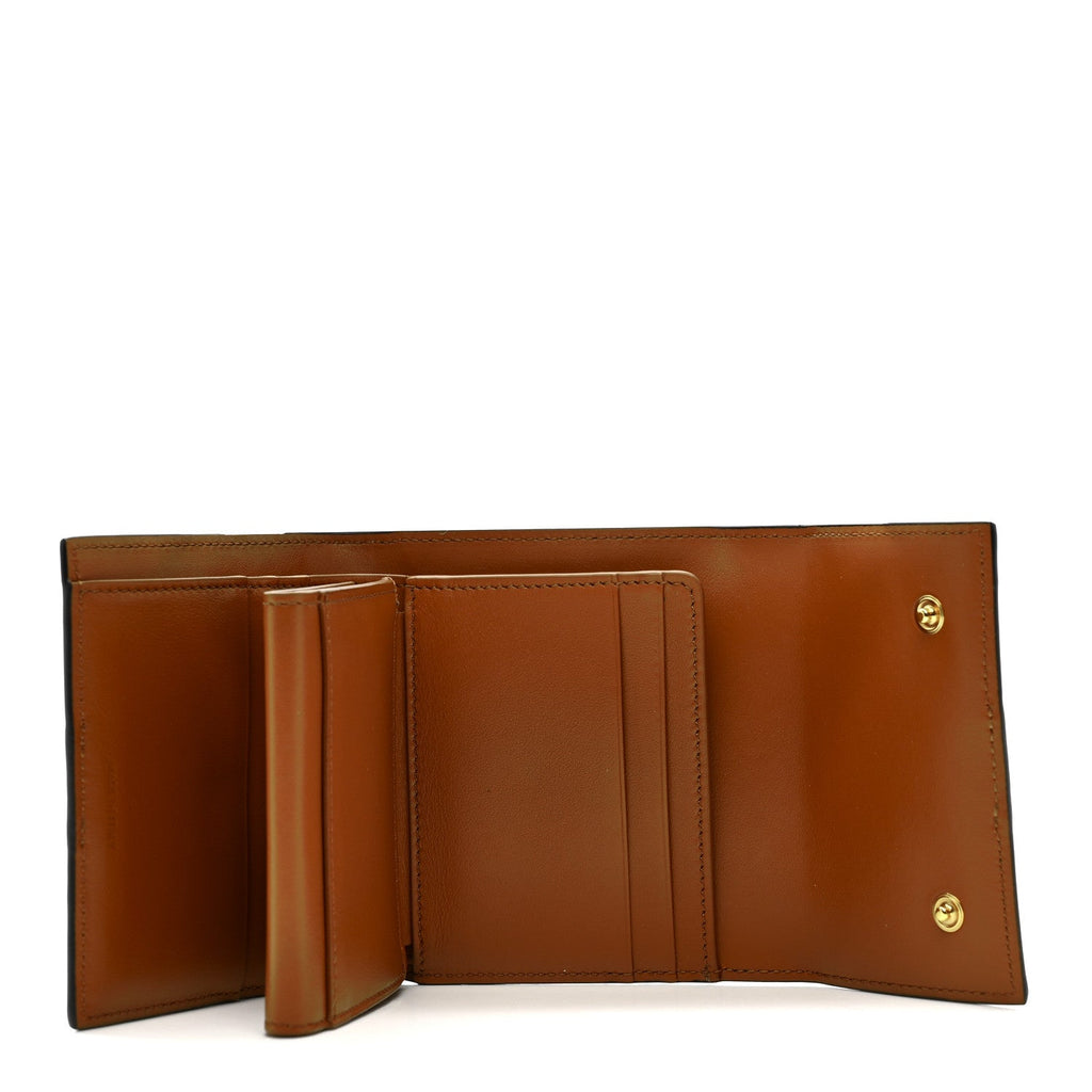 Canvas Triomphe Lambskin Folded Compact Wallet Tan