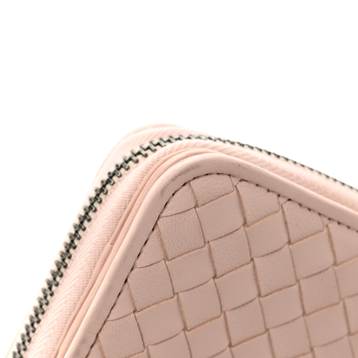 Nappa Intrecciato Small Bi-Fold Zip Wallet Pink