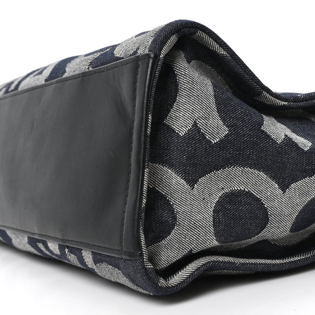 Denim Jacquard Large The Monogram Tote Bag Denim Blue
