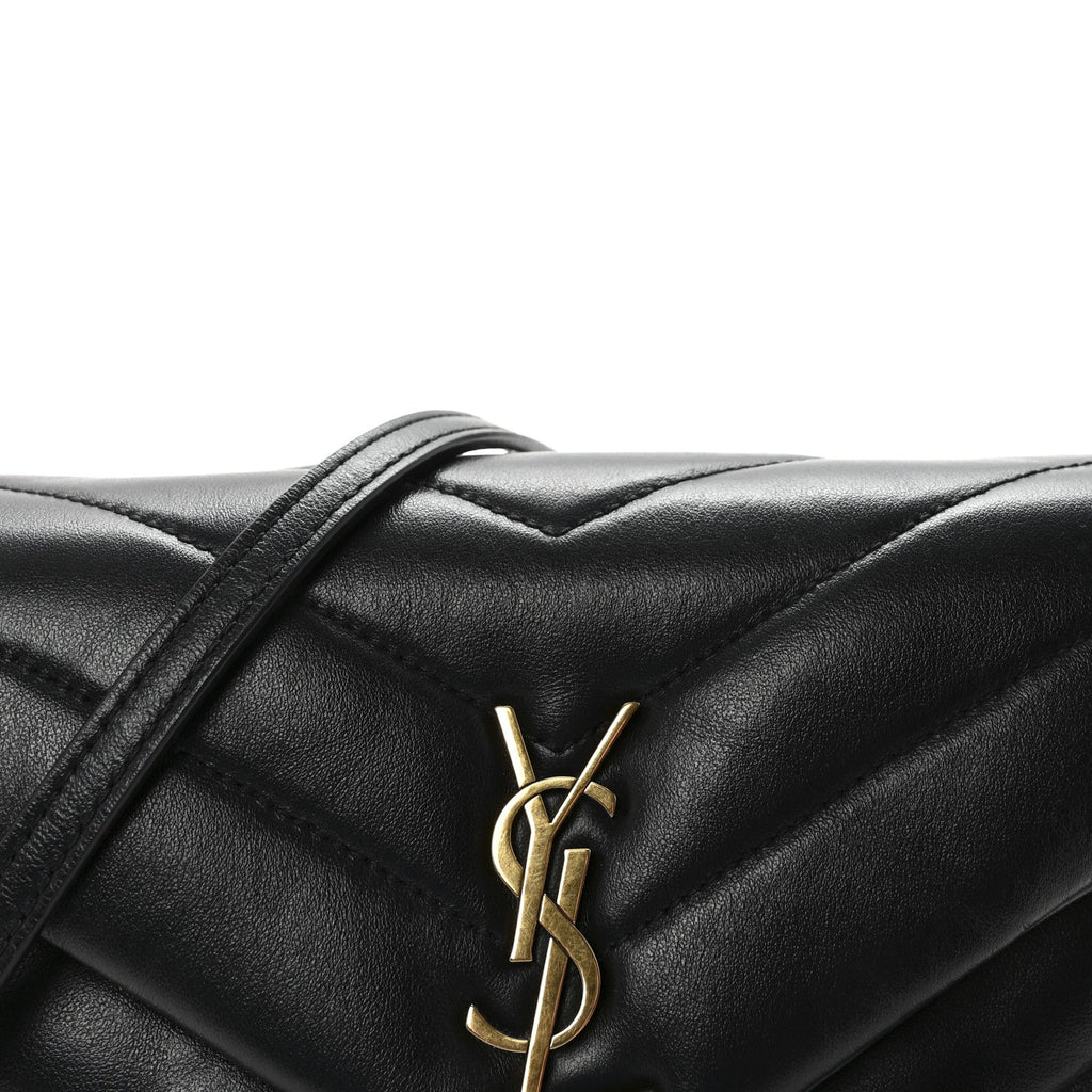 Calfskin Y Quilted Monogram Toy Loulou Crossbody Bag Black
