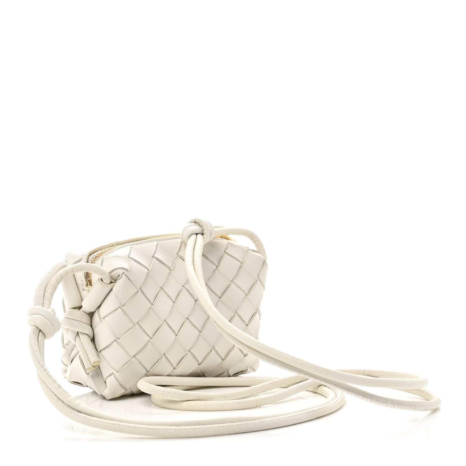 Nappa Intrecciato Mini Loop Camera Bag White