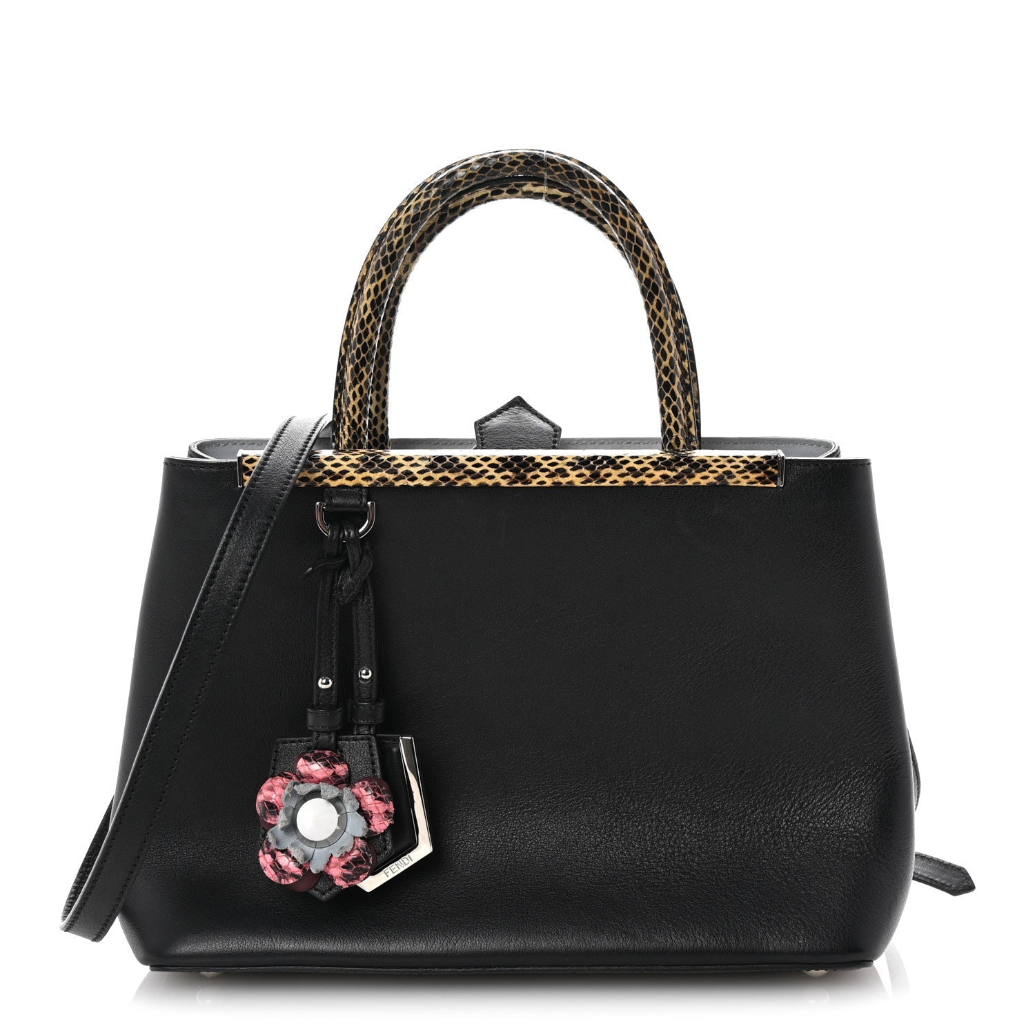 Vitello Dolce Elaphe Petite 2Jours Tote Black Polvere