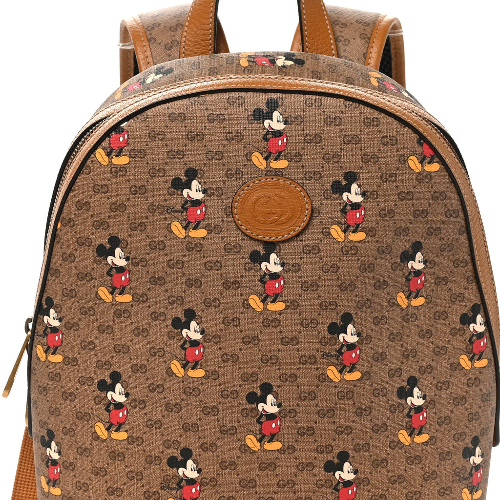 X DISNEY Mini Vintage GG Supreme Monogram Mickey Mouse Small Dome Backpack Beige Vintage Sun Oil