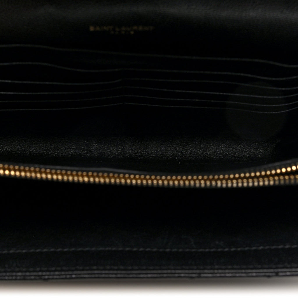 Grain De Poudre Matelasse Chevron Monogram Chain Wallet Black