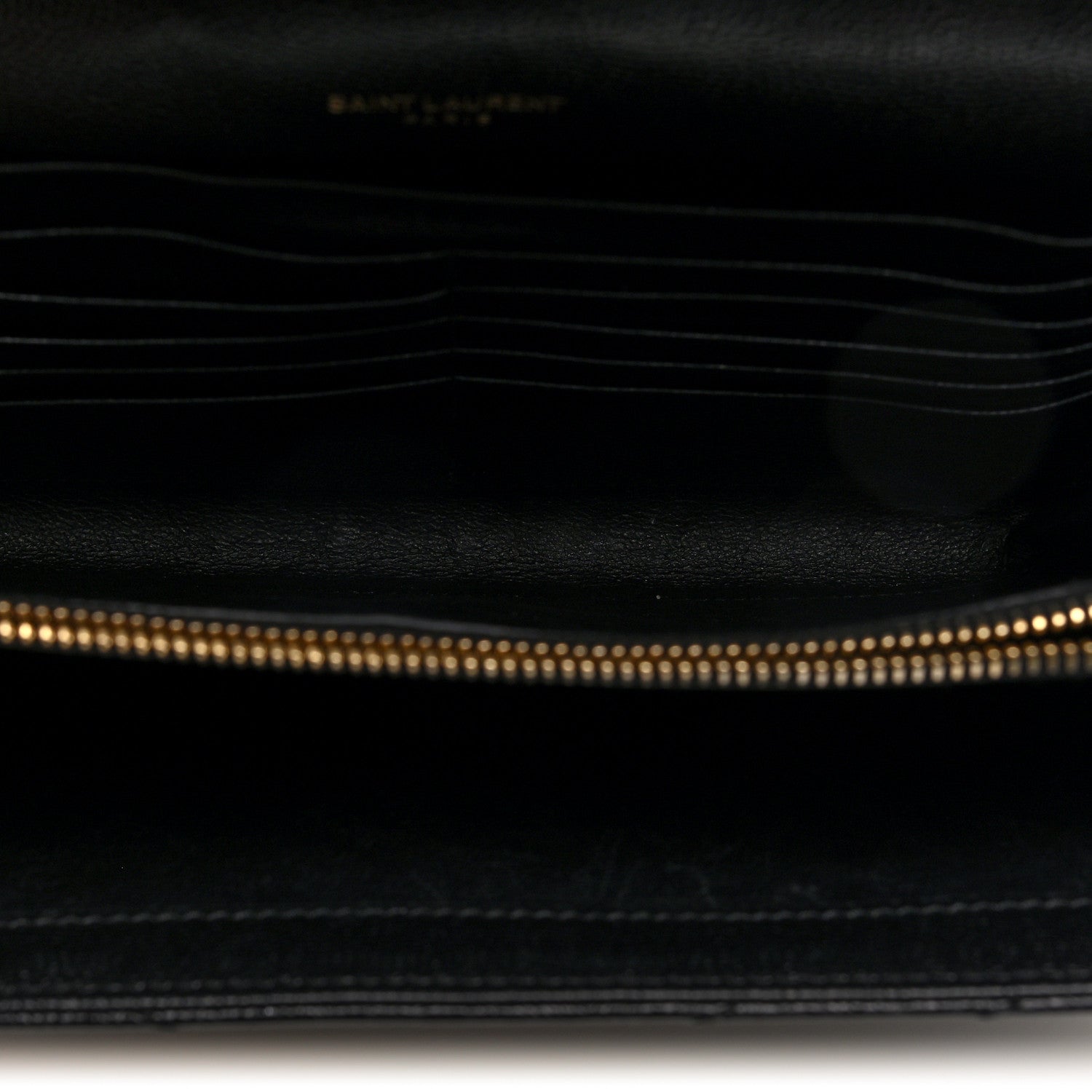 Grain De Poudre Matelasse Chevron Monogram Chain Wallet Black
