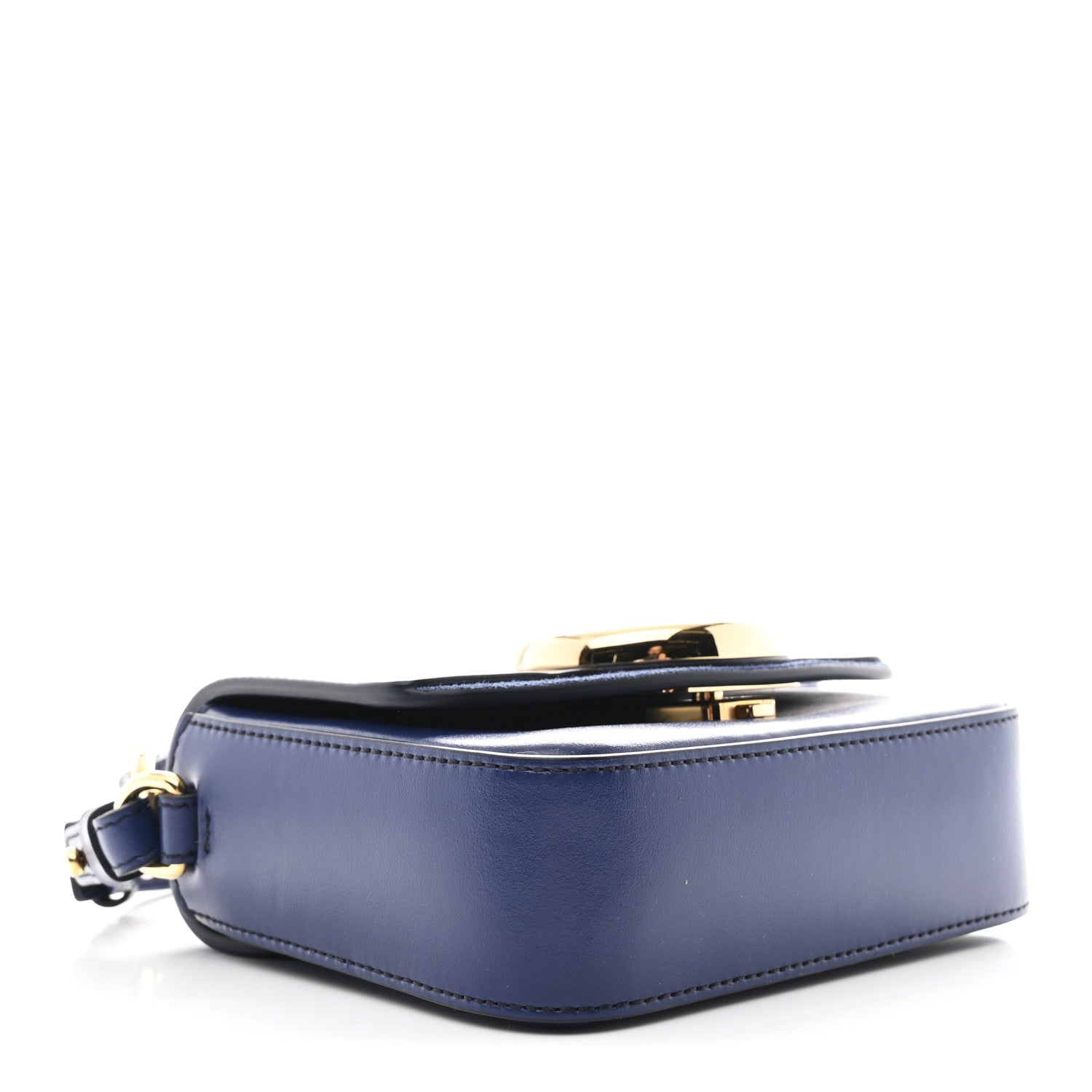 Shiny Calfskin Suede Mini C Bag Smoky Blue