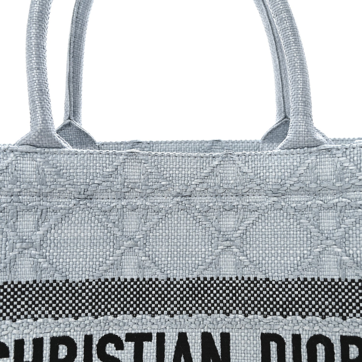 Raffia Cannage Medium Book Tote Blue