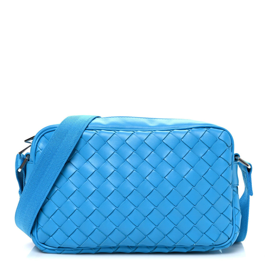Calfskin Intrecciato Small Camera Bag Pool Blue