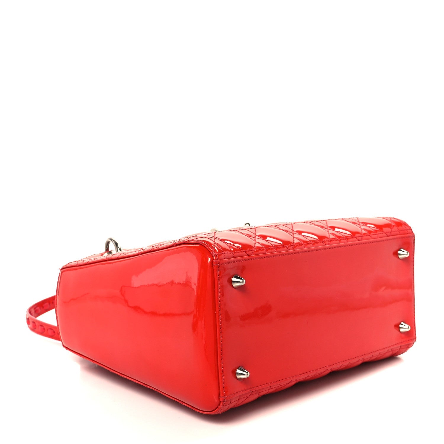 Patent Cannage Whipstitch Medium Lady Dior Red