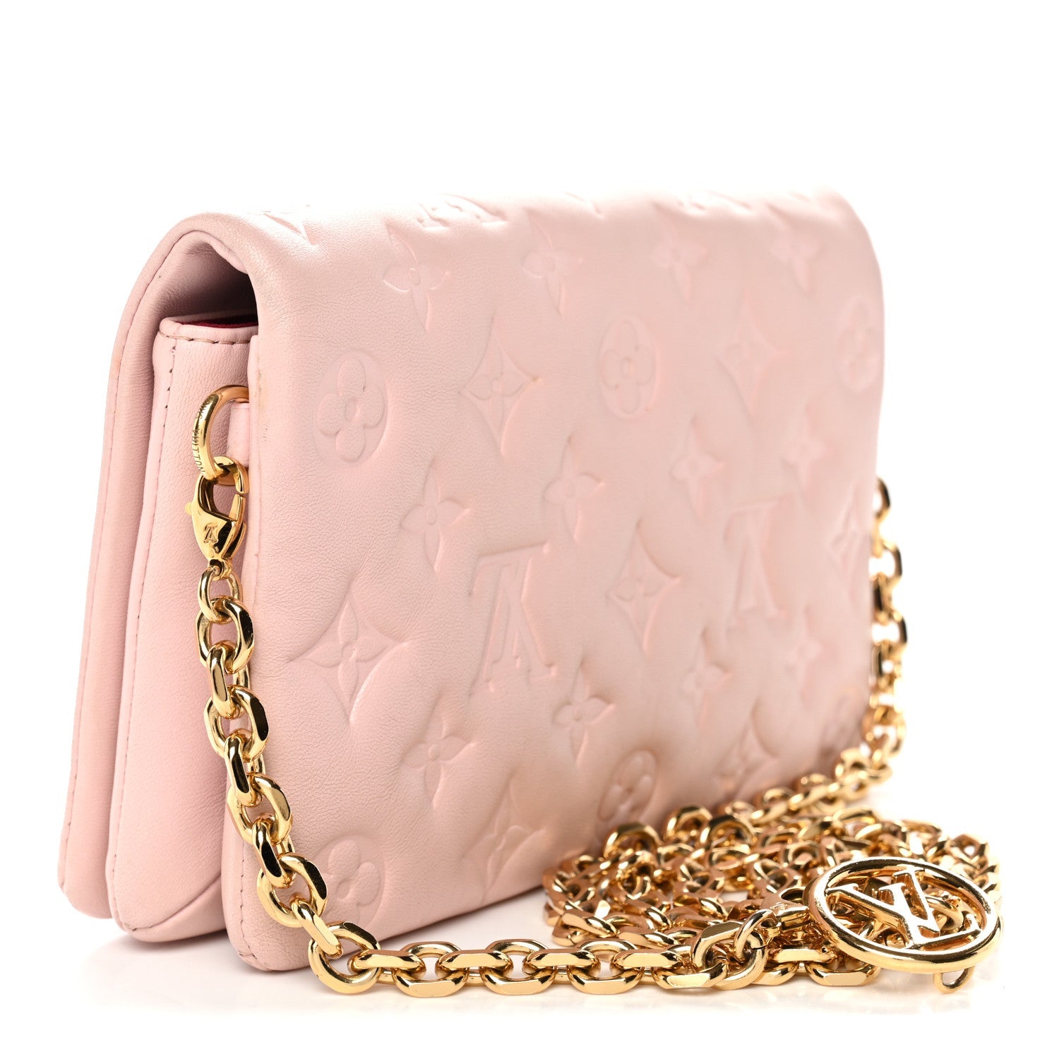 Lambskin Embossed Monogram Pochette Coussin Rose