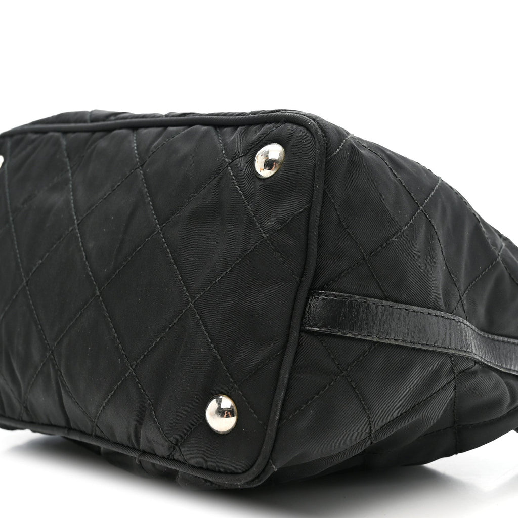 Tessuto Nylon Quilted Shoulder Bag Black