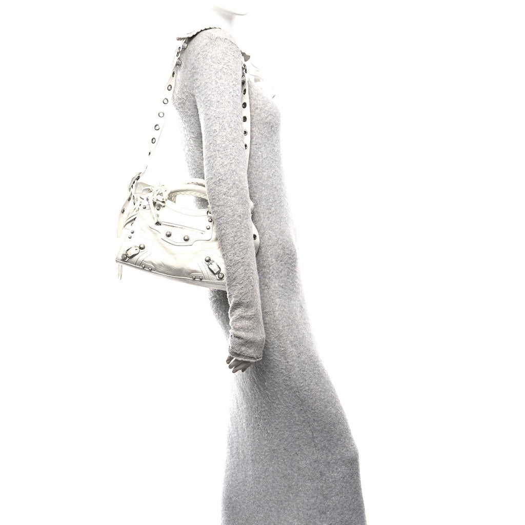 Agneau Arena Crystal Neo Cagole Handbag XS Optic White