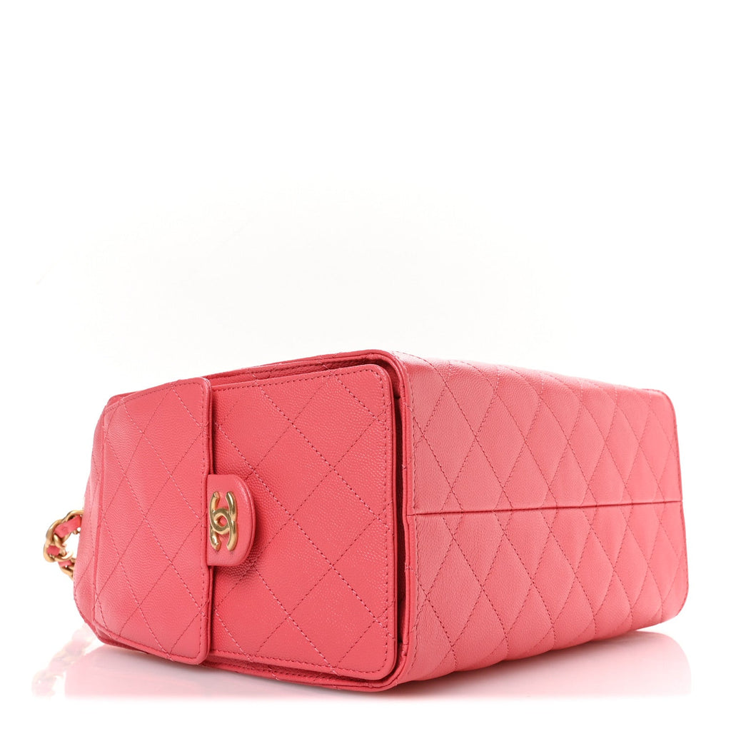 Caviar Quilted Small Chanel 25 Handbag Coral
