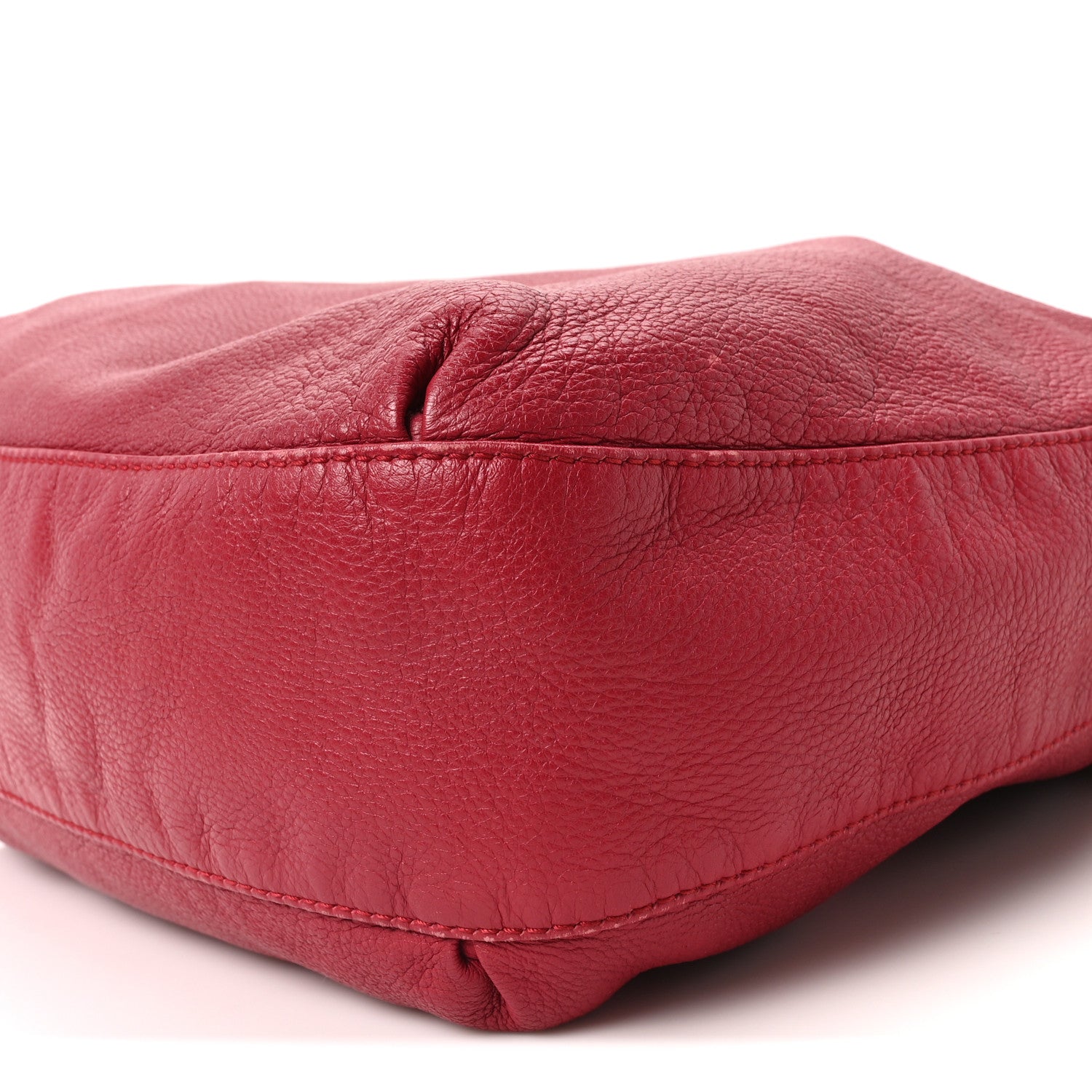 Pebbled Calfskin Medium G Wave Shoulder Bag Red