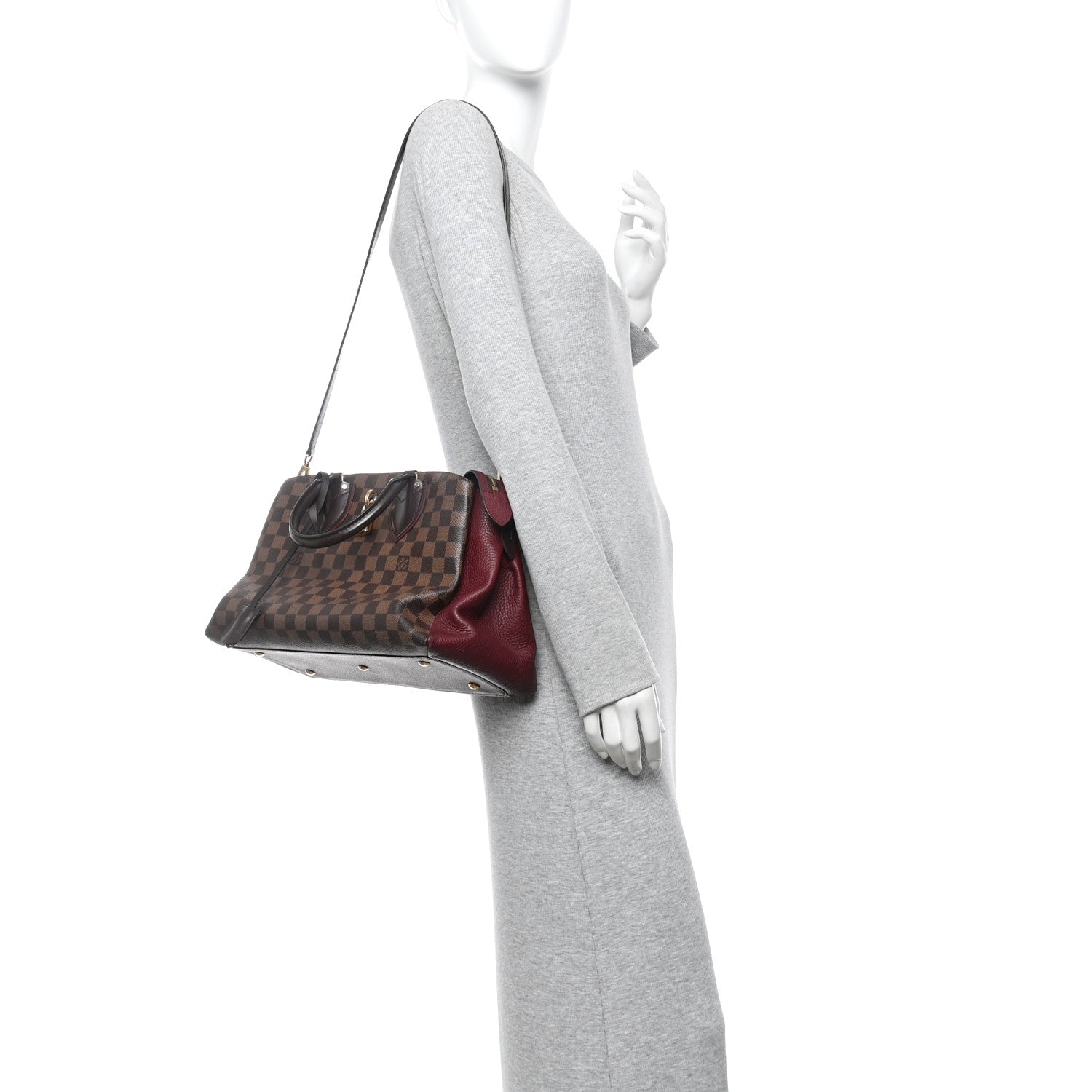 Cuir Taurillon Damier Ebene Normandy Bordeaux