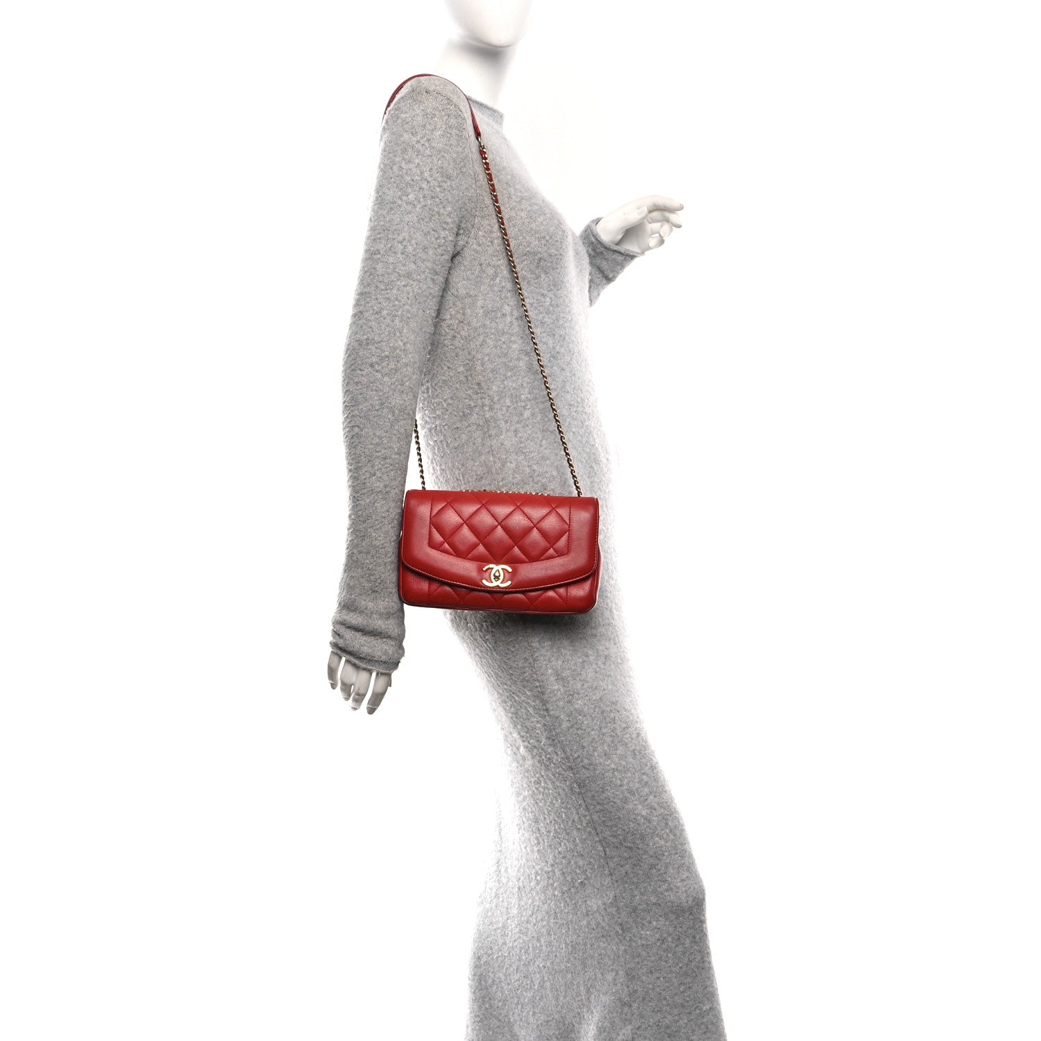 Lambskin Quilted Small Single Flap Red