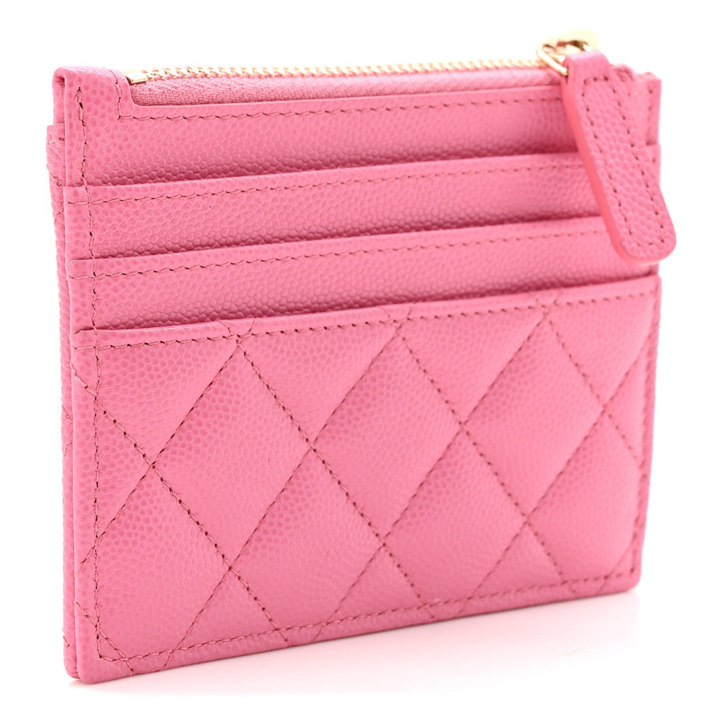 Caviar Quilted CC Zip  Holder Pink