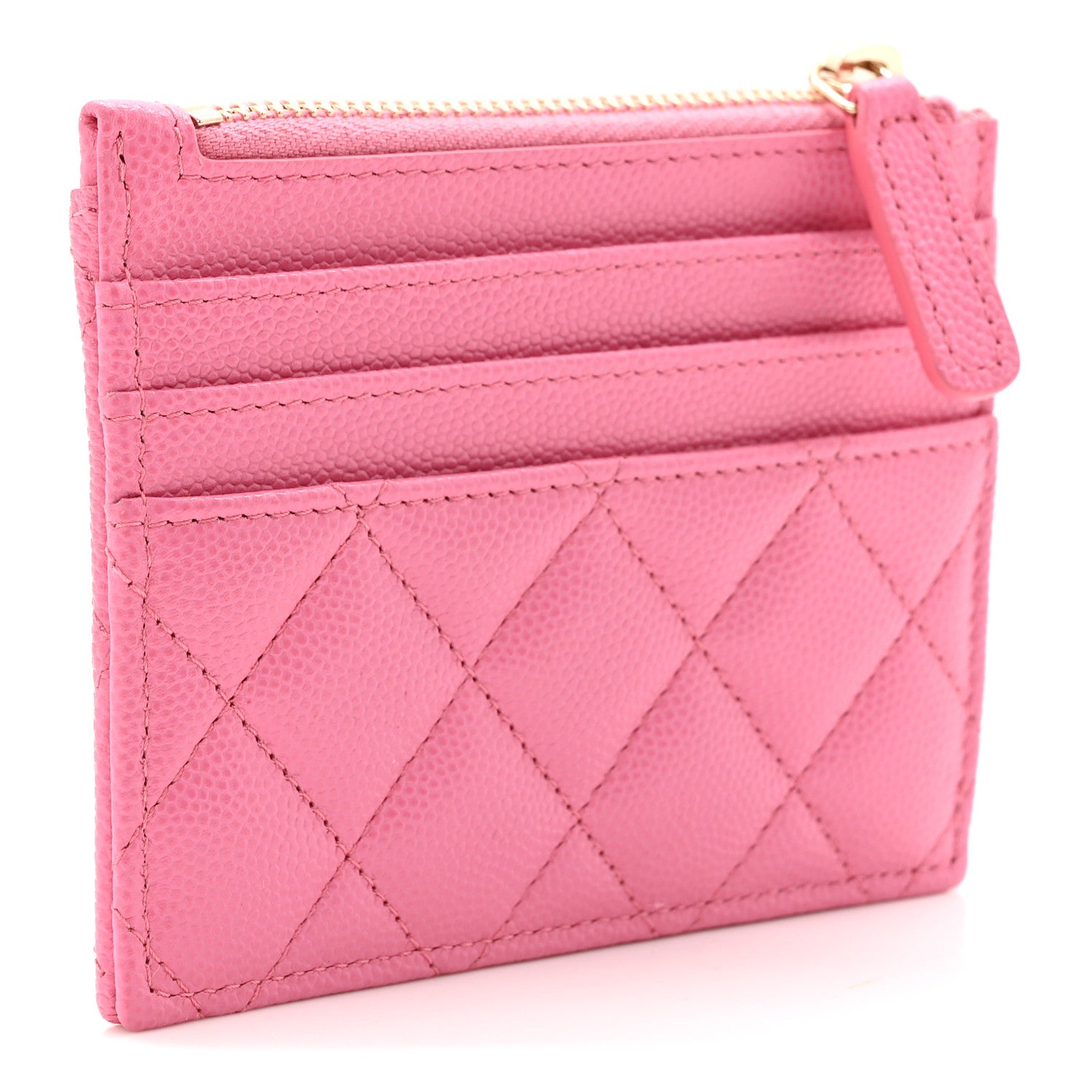 Caviar Quilted CC Zip  Holder Pink