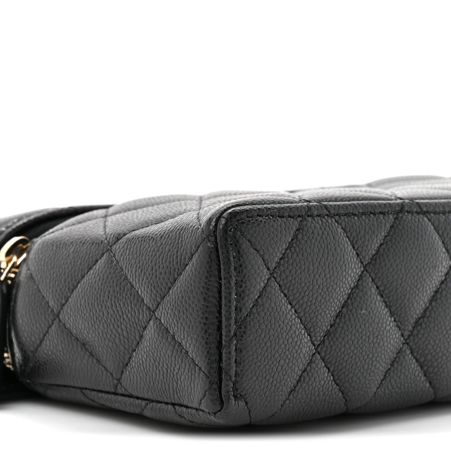 Caviar Quilted Top Handle Slim Vanity With Chain Black