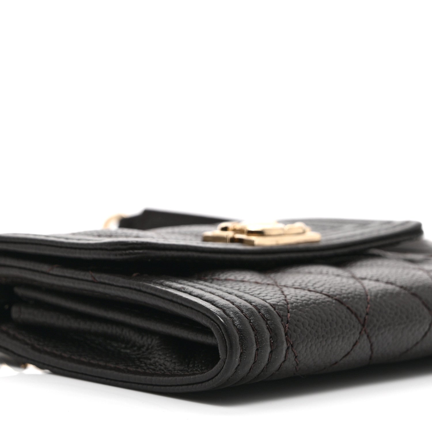 Caviar Quilted Boy  Holder On Chain Black