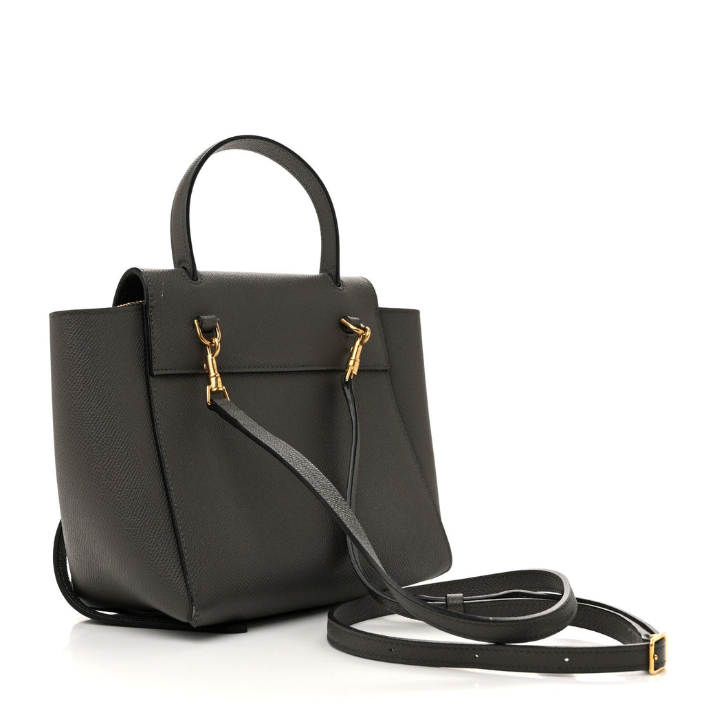 Grained Calfskin Nano Belt Bag Grey
