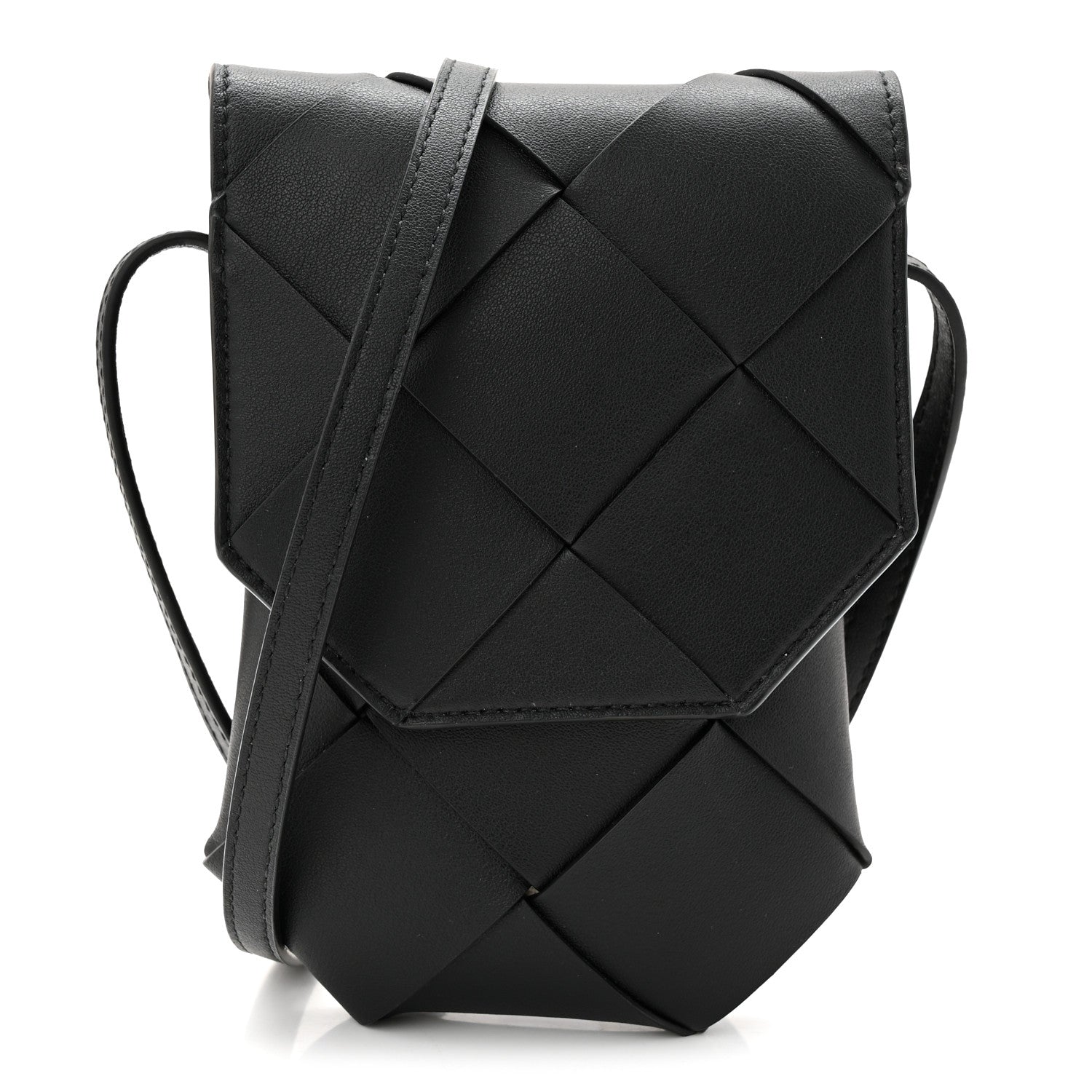Nappa Maxi Intrecciato Diago Phone Pouch Black