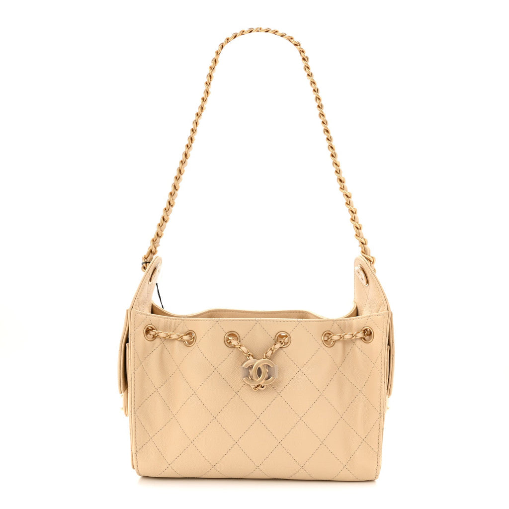 Caviar Quilted Mini Chanel 25 Handbag Beige