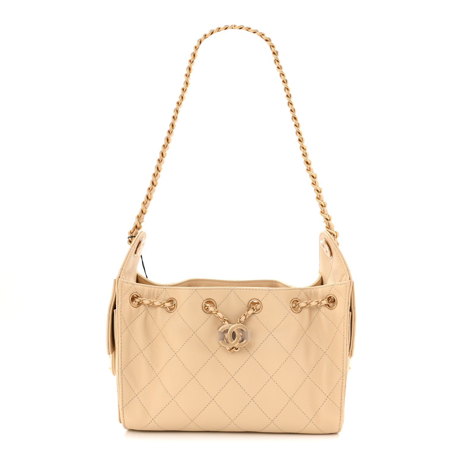 Caviar Quilted Mini Chanel 25 Handbag Beige