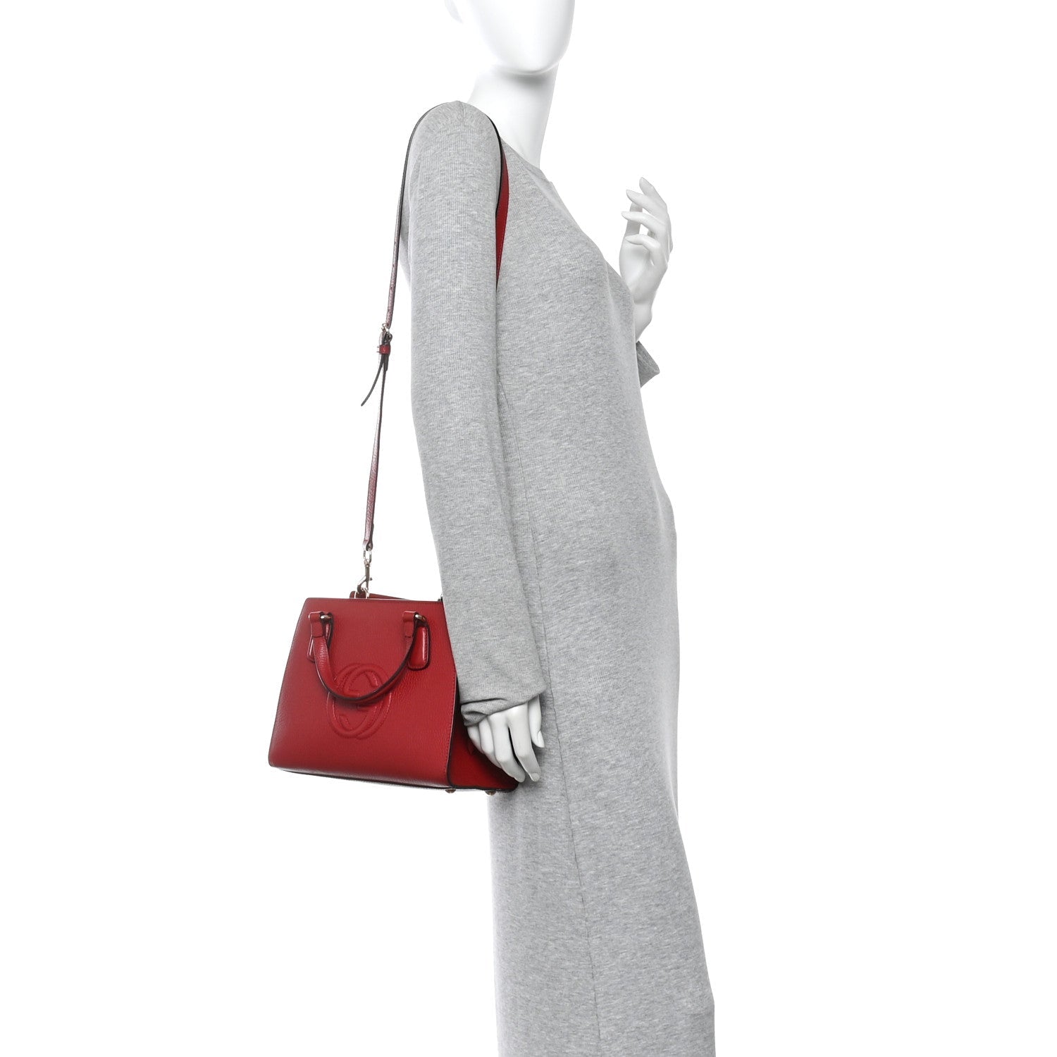 Dollar Calfskin Medium Soho Top Handle Satchel Hibiscus Red