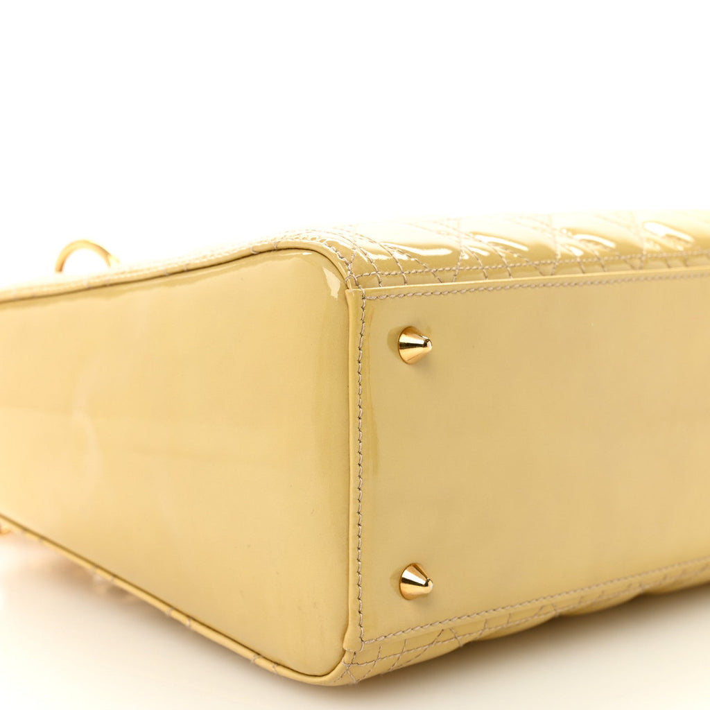 Patent Cannage Medium Lady Dior Beige