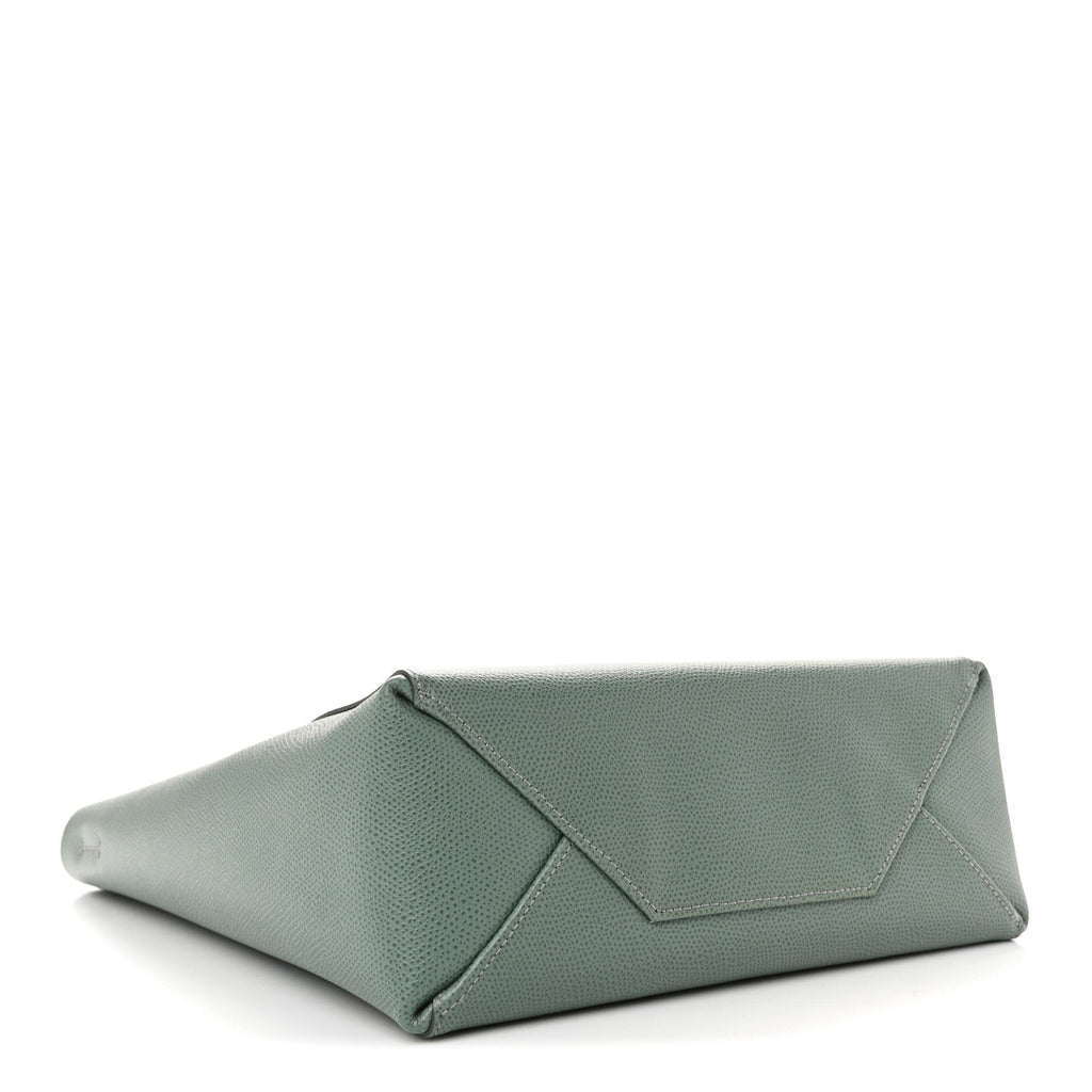 Grained Calfskin Small Vertical Cabas Green