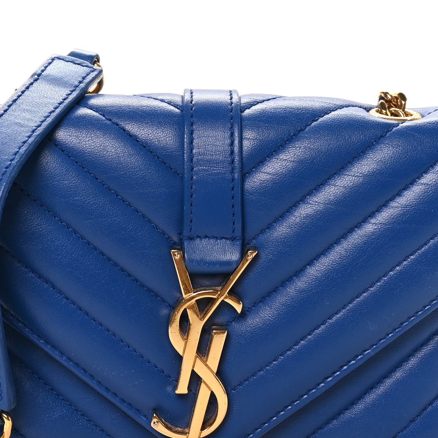 Sheepskin Matelasse Chevron Monogram Classic Baby Chain Bag Blue Majorelle